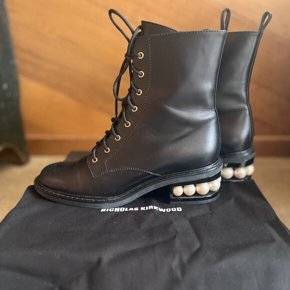 NICHOLAS KIRKWOOD CASATI EMBELLISHED LEATHER ANKLE BOOTS - Picture 11 of 15